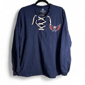 Fanatics size small S navy blue Washington Capitals lace-up sweatshirt